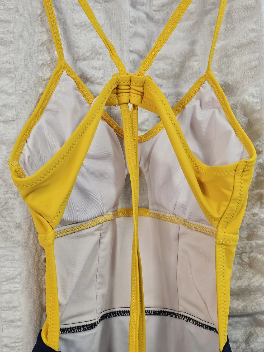 Cupshe Yellow and Navy Colorblock One-Piece Swimsuit Keyhole Adjustable Back